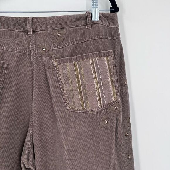 J. Jill Embellished Corduroy ankle Pants Size 16 petite Dark Brown rhinestone - Picture 4 of 10